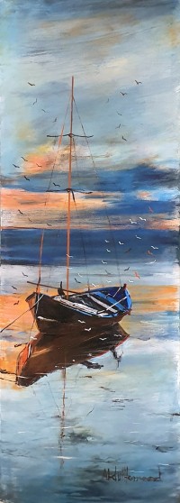 Abdul Hameed, 12 x 36 inch, Acrylic on Canvas, Seascape Painting, AC-ADHD-149